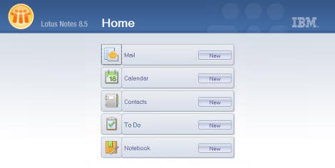 Lotus Notes 8.51 Welcome screen